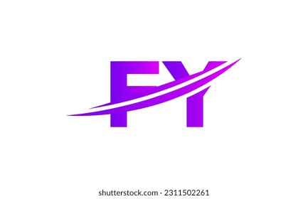 Logotipo de la carta inicial del año fiscal con plantilla de vectores gráficos de diseño Swoosh para identidad de empresa y empresa.