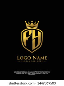 initial FY letter with shield style logo template vector