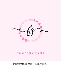 Initial FZ handwriting logo vector template