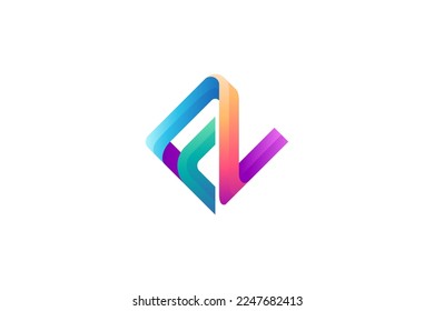 Initial FZ lettering, F and Z monogram logo template, gradient of colorful glossy colors on white background