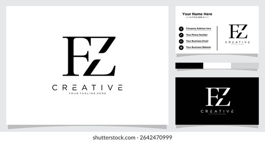Initial FZ Logo Design Vector template with business card