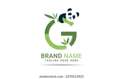 Initial G alphabet with bamboo panda. Letter G symbol for business and company identity