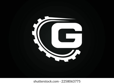 Initial G alphabet with a gear. Gear engineer logo design. Logo for automotive, mechanical, technology, setting, repair business, and company identity