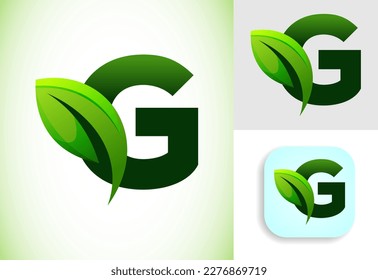 Initial G alphabet with a leaf. Eco-friendly logo concept. Graphic alphabet symbol for business and company identity.