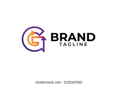 Initial G Arrow Logo, letter G formed by two arrow combination, flat design logo, vector illustration