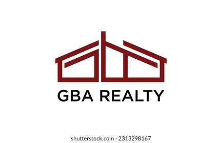 Initial G B A Letter Real Estate Logo Design