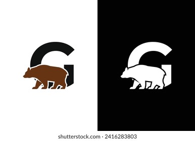 Initial G Bear logo. Bear Abstract G letter with bear logo design and modern emblem unique logo design.
