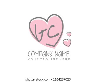 Initial G C with love logo template vector