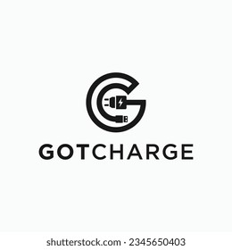 initial g charging logo design vector silhouette illustration
