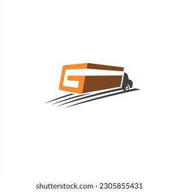 initial g combined with truck, logo template for trucking service.