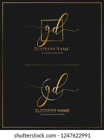 Initial G D GD handwriting logo vector. Letter handwritten logo template.