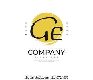 Initial G and E Logo Design in Elegant and Minimalist Handwriting Style. GE Signature Logo or Symbol for Wedding, Fashion, Jewelry, Boutique, and Business Identity