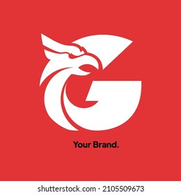 initial G eagle logo vector ( icon, sign, graphic, illustration, symbol), eagle wing brand.