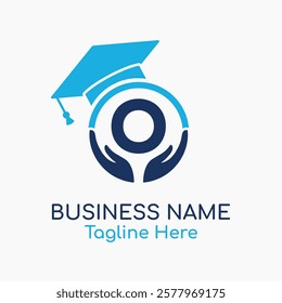 Initial G Education Logo with Graduation Logo. School Education Care and Hand Logo Concept. Student Help Logo Design Vector