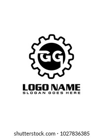 Initial G & G gear logo template vector