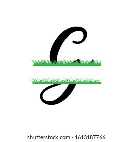 Initial g grass monogram split letter vector isolated