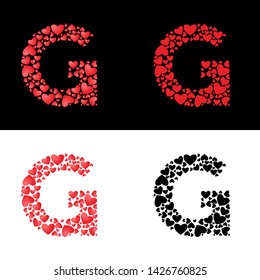 initial G with heart logo designs