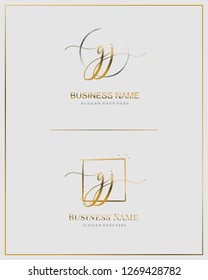 Initial G J GJ handwriting logo vector. Letter handwritten logo template.