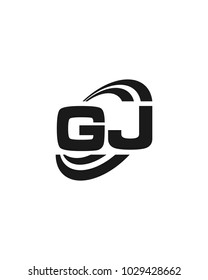 initial G J swoosh ring company logo black