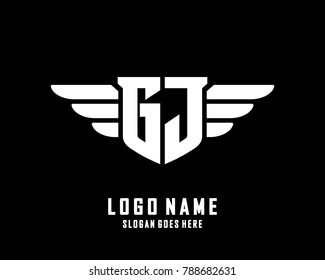 Initial G & J wing logo template vector