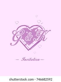 Initial G & K wedding invitation logo template vector