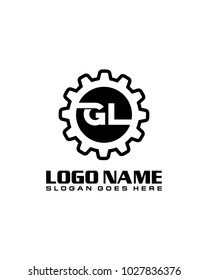 Initial G & L gear logo template vector