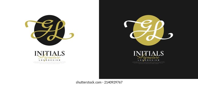 Initial G and L Logo Design in Elegant and Minimalist Handwriting Style. GL Signature Logo or Symbol for Wedding, Fashion, Jewelry, Boutique, and Business Identity