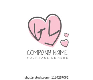 Initial G L with love logo template vector