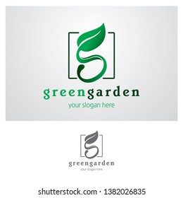Initial G with leaf logo template - vector