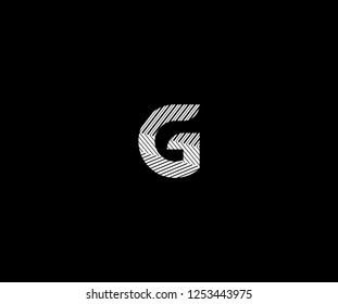 Initial G Letter Abstract Stripes Transition Monogram Logotype