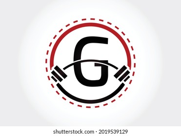 Letra inicial G alfabeto con bárbaro. Diseño del logotipo del vector de elevación. Logo vectorial moderno para la construcción de cuerpos, gimnasia, fitness e identidad de la empresa