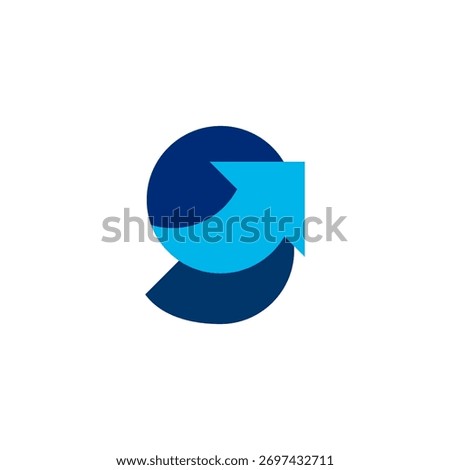 initial G letter arrow. letter S direction symbol flow