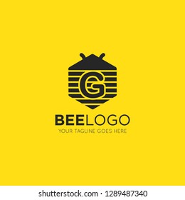 initial g letter bee logo vector illustration design template