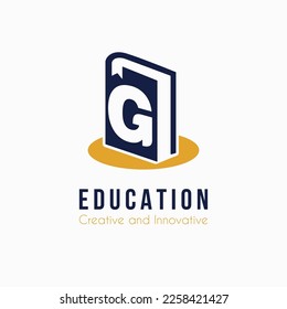 Initial G Letter with Book Icon for E Book, Library, Education, Bookstore Business Logo Idea Template