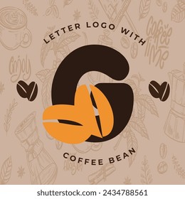 Initial G letter with Coffee Cup, Coffee Bean, Liquid for Coffee Shop, Restaurant, Cafe, Beverage Business Simple and modern Logo