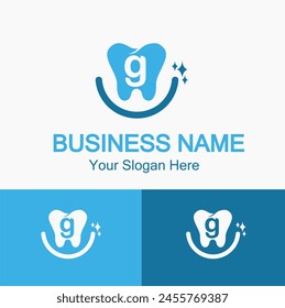 Initial g Letter for Dentist or Dental Clinic Modern Logo Idea. Dental Care, Teeth Care, Orthodontic, Dentistry Logo Concept