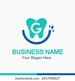 Initial G Letter for Dentist or Dental Clinic Modern Logo Idea. Dental Care, Teeth Care, Orthodontic, Dentistry Logo Concept