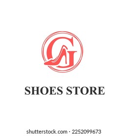 Initial G Letter with Female Shoes High Heels for Ladies Shoes Store, Shoes Fashion Company Logo Idea Template