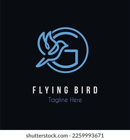 Initial G Letter and Flying Blue Bird Restaurant, Cafe, Digital, Technology Business Logo Idea Template