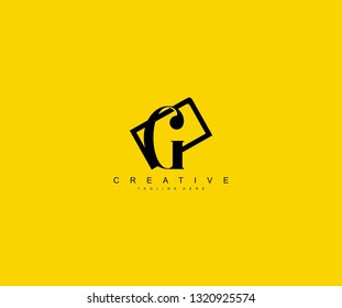 Initial G Letter Linked Abstract Rectangle Frame Logotype