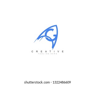 initial G letter linked arrow play fast logo