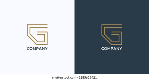 Initial G Letter Logo Image. Gold Geometric Shape G Letter Line Style isolated on Dual Background. Flat Vector Logo Design Template Element for Business and Branding Logos.