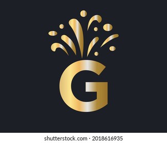 Initial G letter logo with luxury concept. Elegant G logo luxury and celebration concept