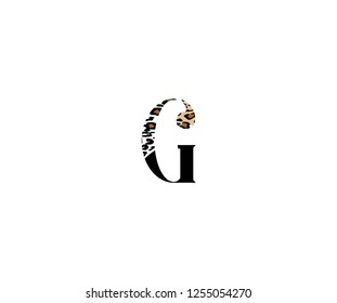 Initial G Letter with Luxury Leopard Pattern Logotype