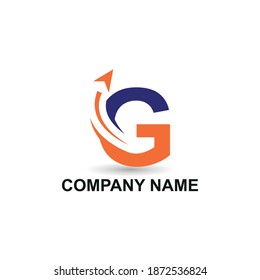 Initial G letter modern logo with arrow plane for logistic, travel, start up template brand