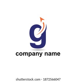 Initial g letter modern logo with arrow plane for logistic, travel, start up template brand