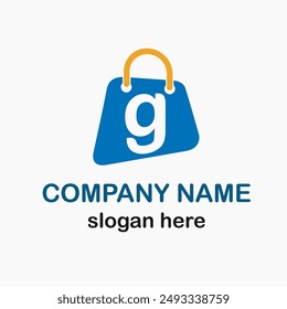 Initial g Letter with Shopping Bag Icon for Online Shop, Online Store Logo Idea Vector Template