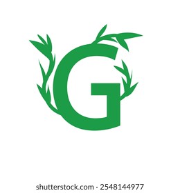Initial G Letter A simple green company logo design featuring leaves, and growth symbols to represent nature, eco-friendliness, success, and progress
