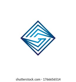 Initial G letter with strip line style logo design vector illustration