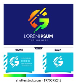 Initial G Letter Tech Logo Design Vector Graphic